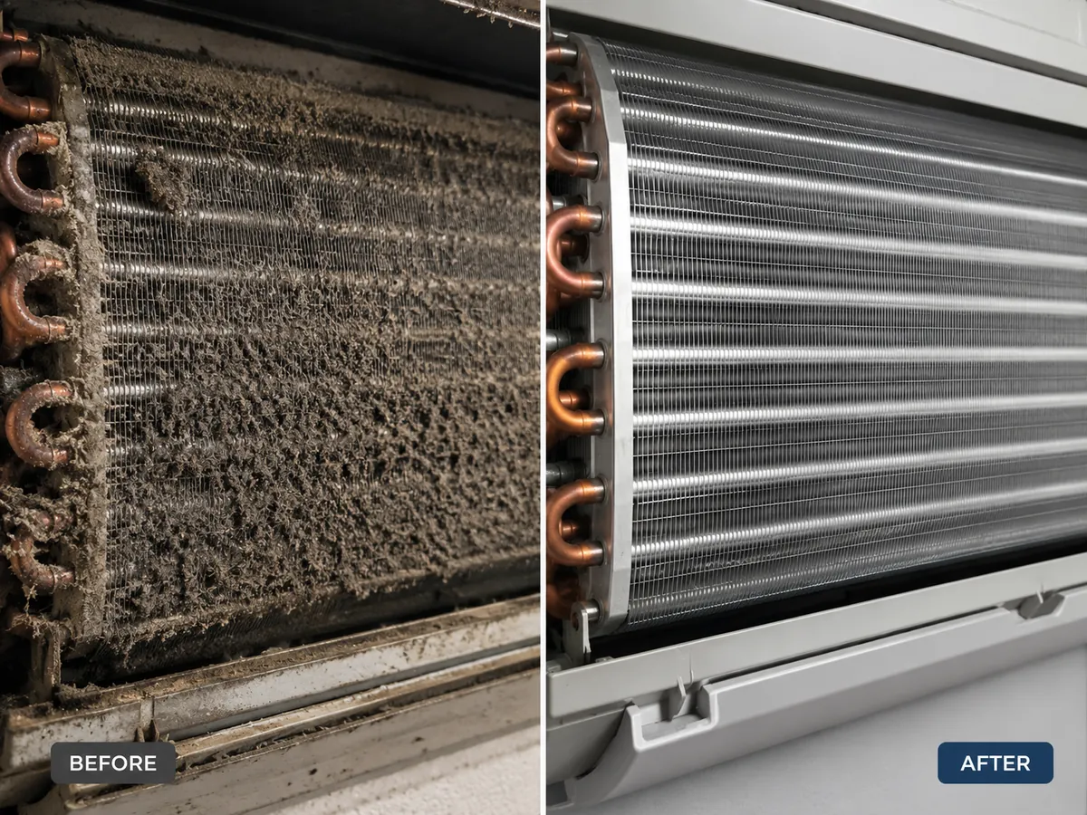 AC Cleaning before and after example