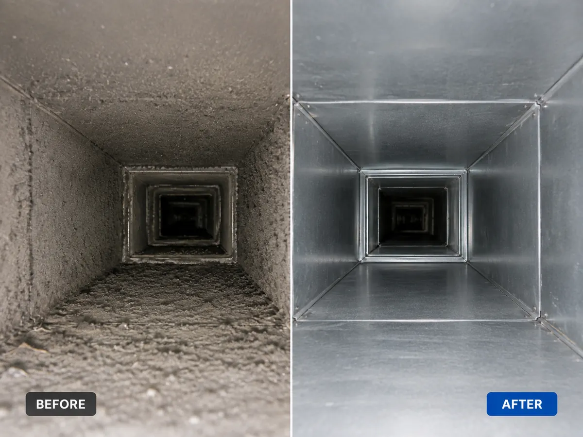 Air Duct Cleaning before and after example