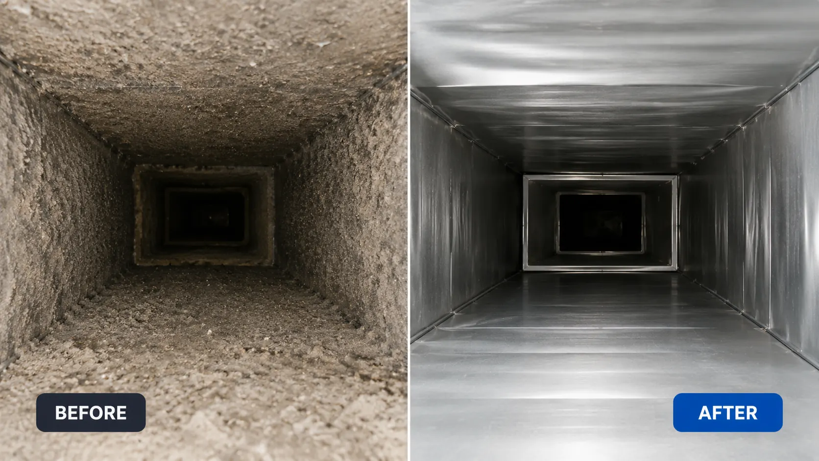 Before and after duct cleaning comparison
