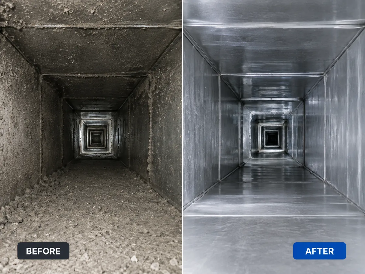 Commercial Duct Cleaning before and after example