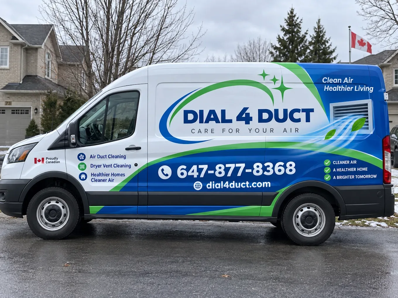 Dial4duct service van with the blue and green company branding