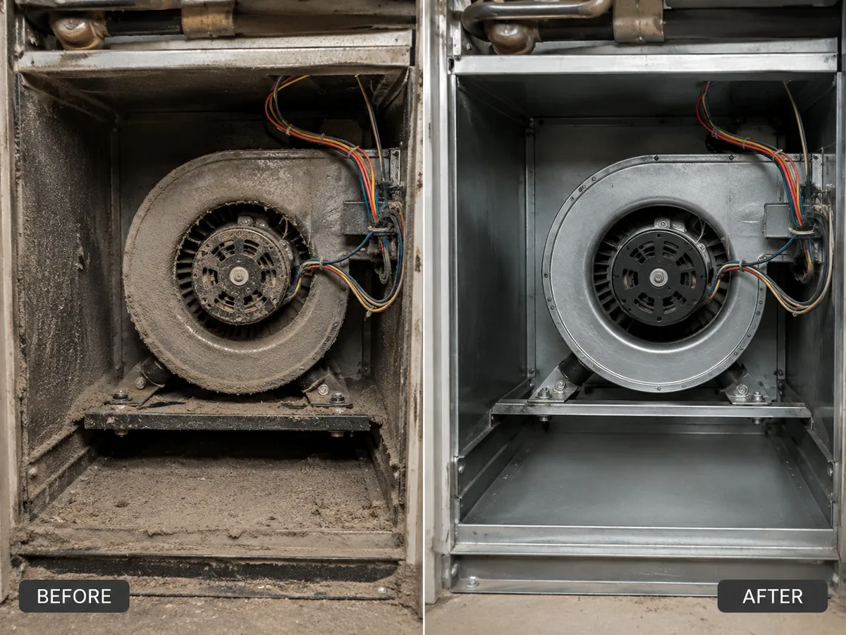 Furnace Cleaning before and after example